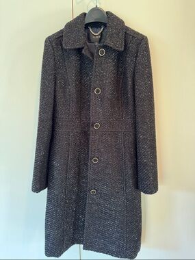 J. Crew black glitter tinsel Tweed jacket / dress coat size 2